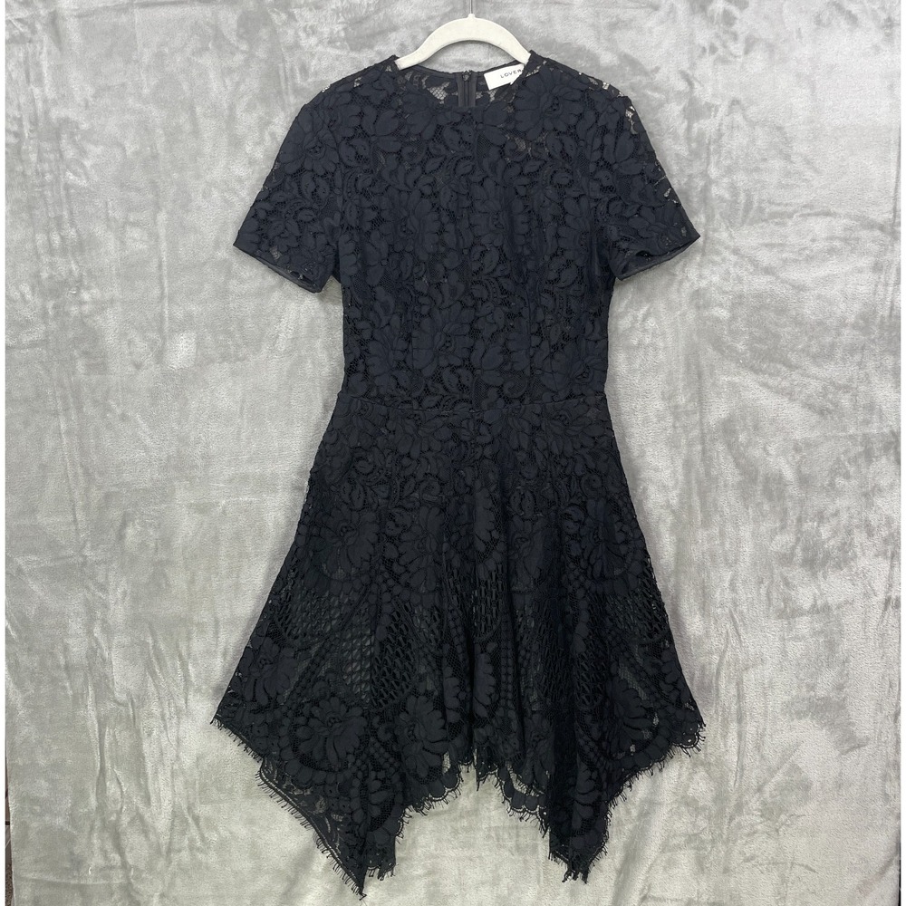Lover the Label Black Size‎ 6 Dress Lace Fit & Flare Party Cocktail Sheer Bodice